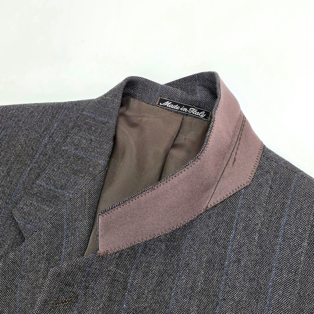 Montebello Italian Wool Blazer Men 42R Gray Blue Pinstripe Quite Luxury - Picture 9 of 16
